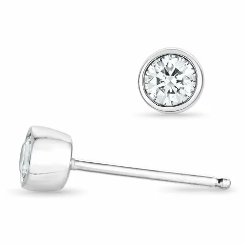 2 x 0,15 ct  hvitt gull solitaireørepynt i 14 karat hvitt gull med diamant 