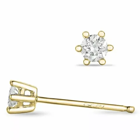 2 x 0,10 ct diamant solitaireørepynt i 14 karat gull med diamant
