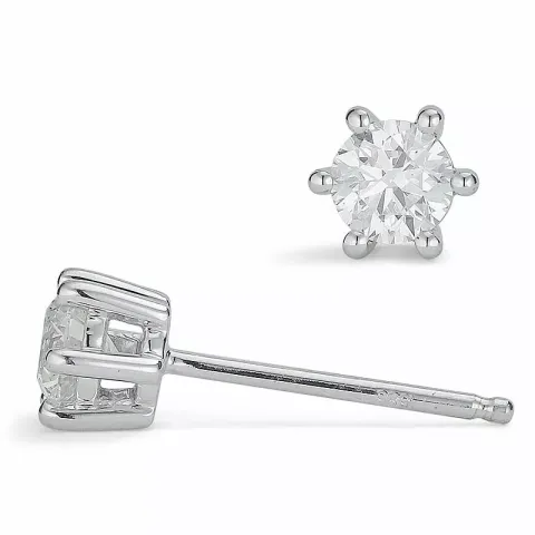 2 x 0,26 ct diamant solitaireørepynt i 14 karat hvitt gull med diamant