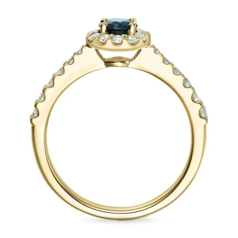 rund safir rosettring i 14 karat gull 0,31 ct 0,45 ct
