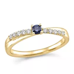 kolleksjonsprøve blå safir ring i 14 karat gull 0,15 ct 