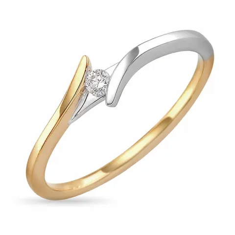 smal diamant ring i 14 karat gull og hvitt gull 0,051 ct