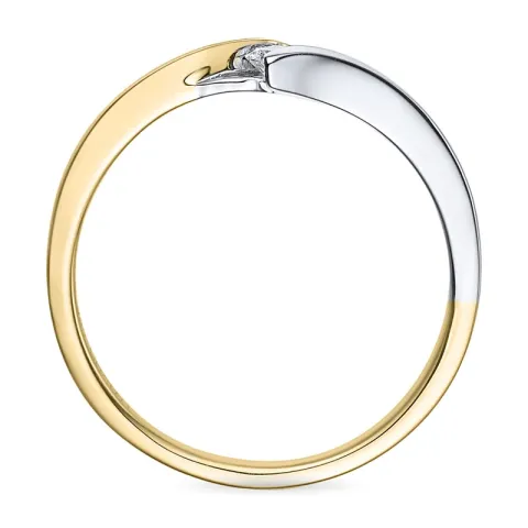smal diamant ring i 14 karat gull og hvitt gull 0,051 ct