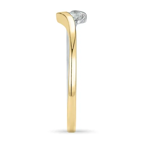 smal diamant ring i 14 karat gull og hvitt gull 0,051 ct