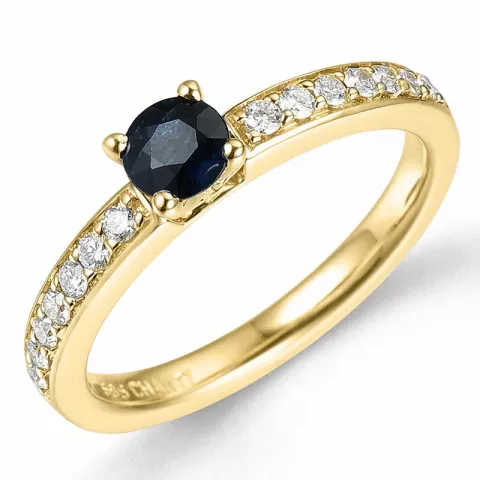 blå safir ring i 14 karat gull 0,20 ct 
