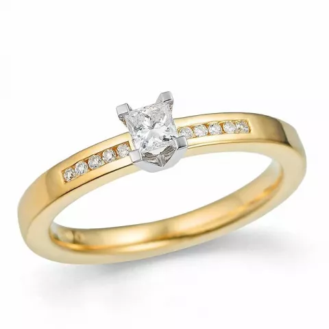 diamant ring i 14 karat gull og hvitt gull 0,2 ct 0,05 ct
