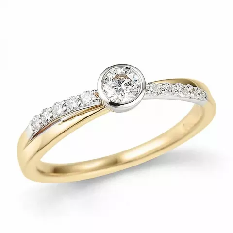 rund diamant ring i 14 karat gull og hvitt gull 0,2 ct 0,15 ct