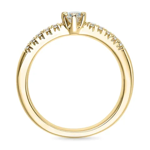 diamant gullring i 14 karat gull 0,18 ct 0,12 ct