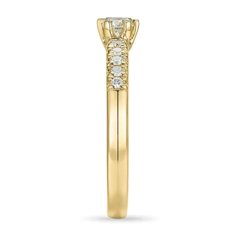 diamant gullring i 14 karat gull 0,18 ct 0,12 ct