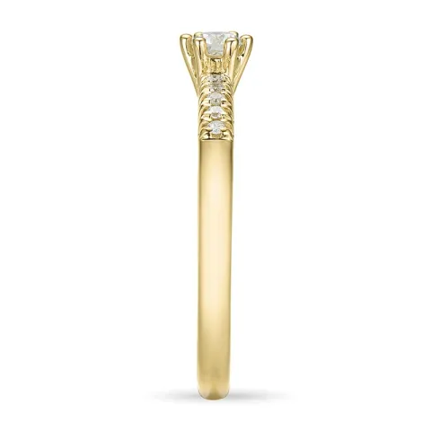 ekte diamant gull ring i 14 karat gull 0,11 ct 0,06 ct