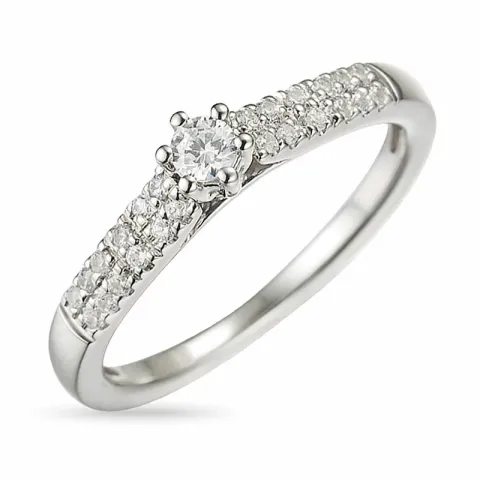 diamant ring i 14 karat hvitt gull 0,10 ct 0,12 ct