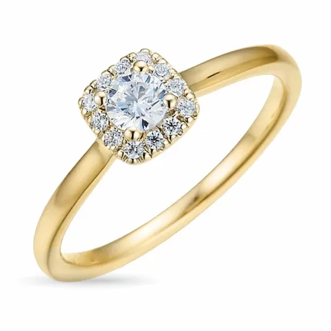 firkantet diamant gullring i 14 karat gull 0,26 ct 0,084 ct