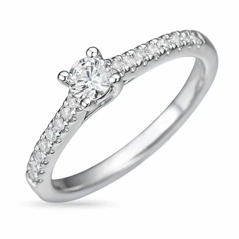 diamant ring i 14 karat hvitt gull 0,24 ct 0,162 ct