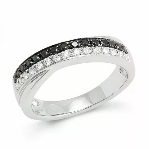 svart diamant hvittgulls ring i 14 karat hvitt gull 0,165 ct 0,165 ct