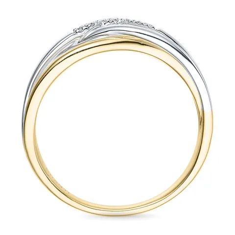 abstrakt diamant ring i 14 karat gull og hvitt gull 0,045 ct