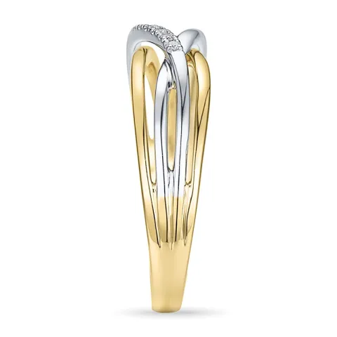abstrakt diamant ring i 14 karat gull og hvitt gull 0,045 ct