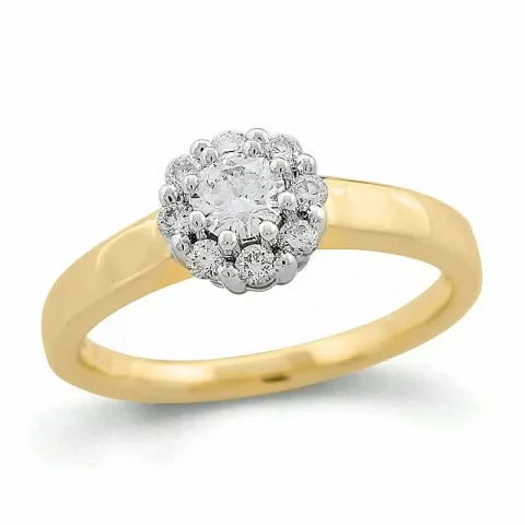 Rund diamantring i 14 karat gull 0,26 ct 0,24 ct