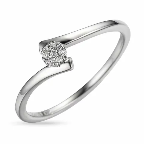 diamantring i 14 karat hvitt gull 0,03 ct