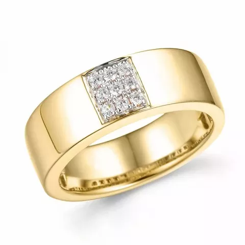 Bred diamant gull ring i 14 karat gull 0,126 ct