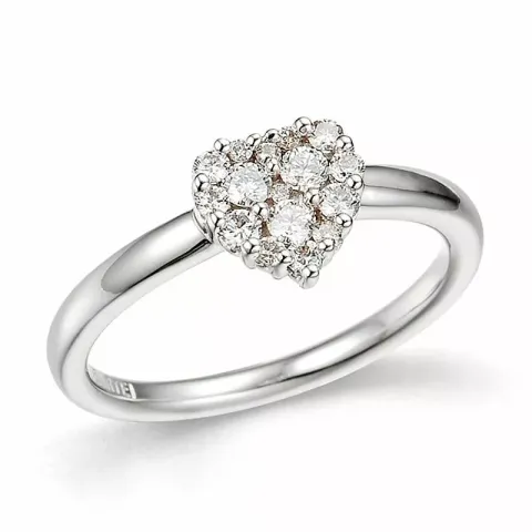 Smal hjerte diamant ring i 14 karat hvitt gull 0,34 ct