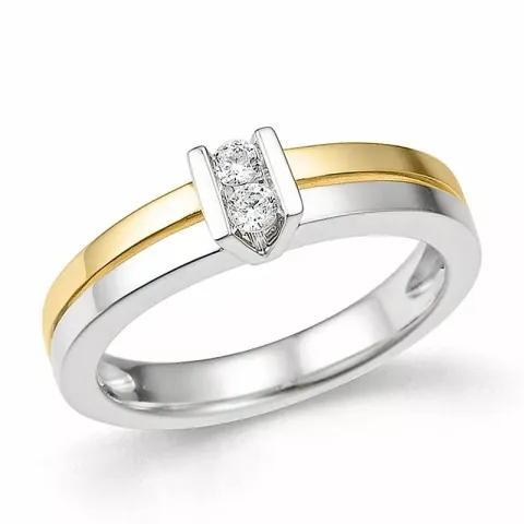 diamant ring i 14 karat gull og hvitt gull 0,102 ct
