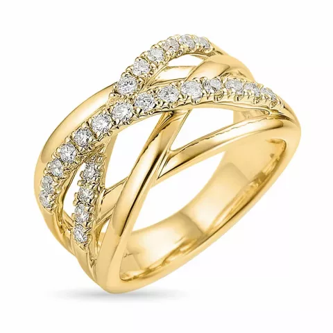 bred diamant gull ring i 14 karat gull 0,44 ct