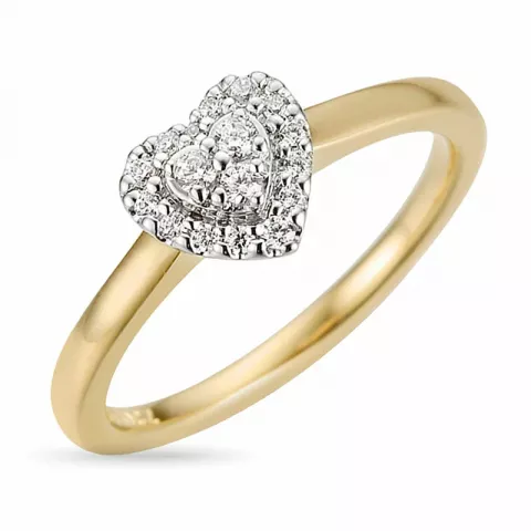 hjerte diamant ring i 14 karat gull og hvitt gull 0,153 ct