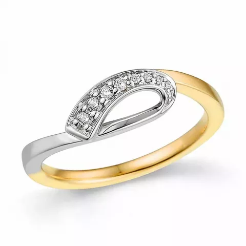 abstrakt diamant ring i 14 karat gull og hvitt gull 0,075 ct