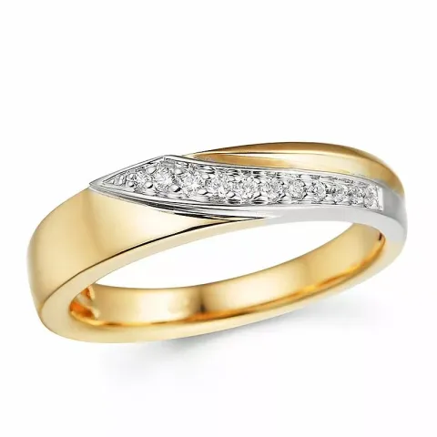 diamant ring i 14 karat gull og hvitt gull 0,08 ct