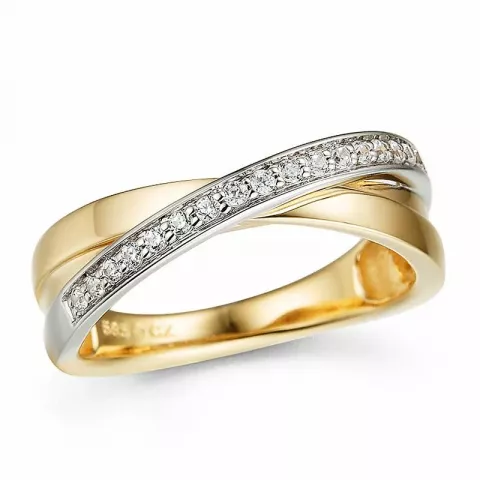 diamant ring i 14 karat gull og hvitt gull 0,16 ct
