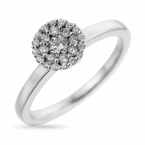 rund diamant ring i 14 karat hvitt gull 0,11 ct 0,192 ct