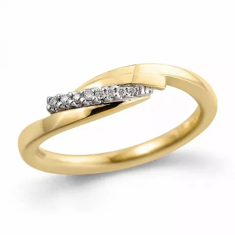 diamant ring i 14 karat gull og hvitt gull 0,038 ct