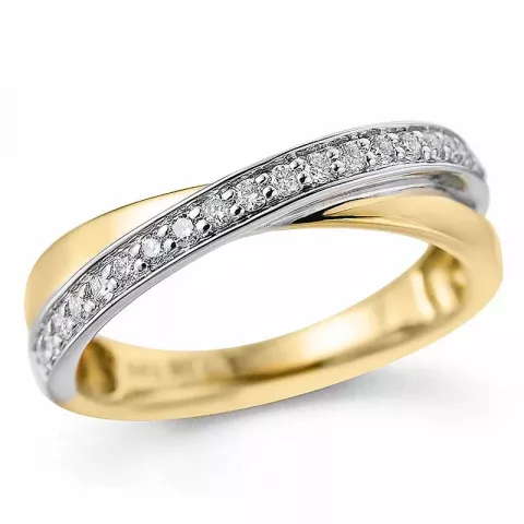 abstrakt diamant ring i 14 karat gull og hvitt gull 0,201 ct