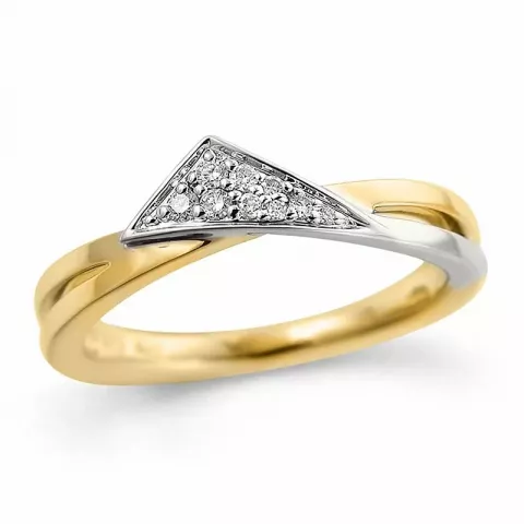 abstrakt diamant ring i 14 karat gull og hvitt gull 0,08 ct