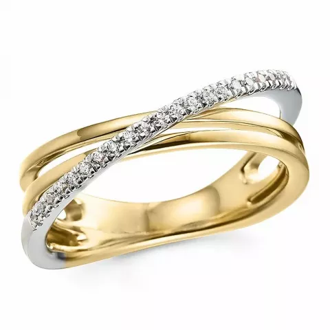 abstrakt diamant ring i 14 karat gull og hvitt gull 0,105 ct