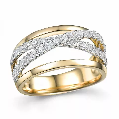 bred abstrakt gull ring i 14 karat gull og hvitt gull 0,75 ct