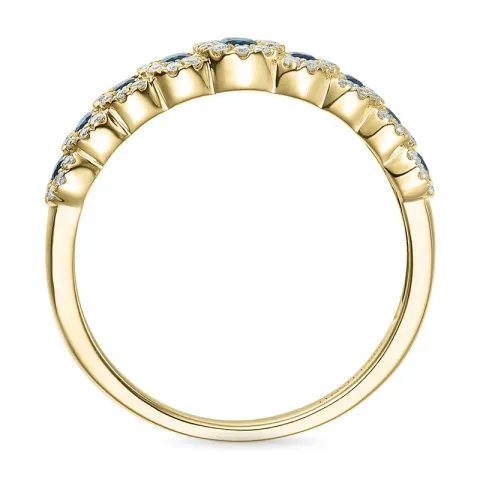 safir diamantring i 14 karat gull 0,23 ct 0,46 ct