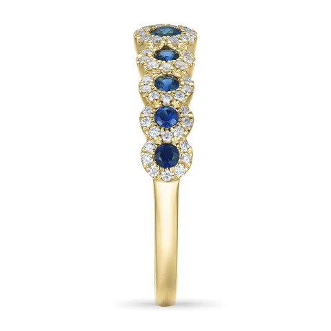 safir diamantring i 14 karat gull 0,23 ct 0,46 ct
