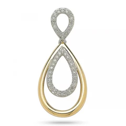 ovalt diamantanheng i 14 karat gull og hvitt gull 0,25 ct