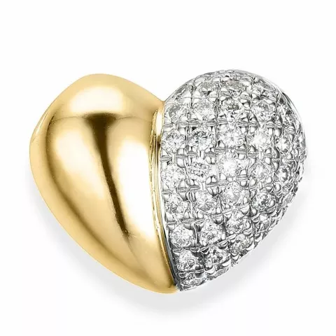 hjerte diamantanheng i 14 karat gull og hvitt gull 0,32 ct