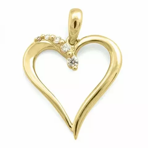 hjerte diamantanheng i 14 karat gull 0,09 ct