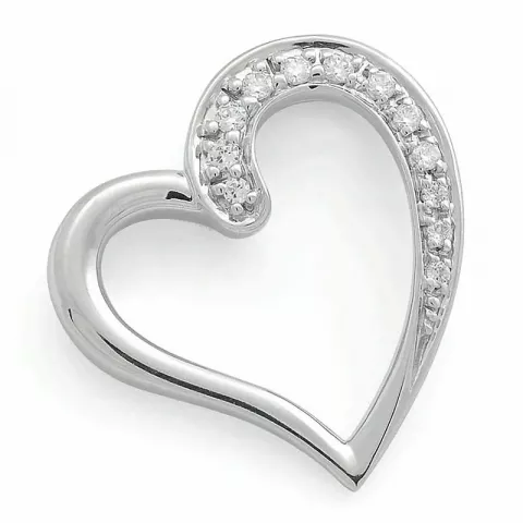 hjerte diamantanheng i 14 karat hvitt gull 0,08 ct