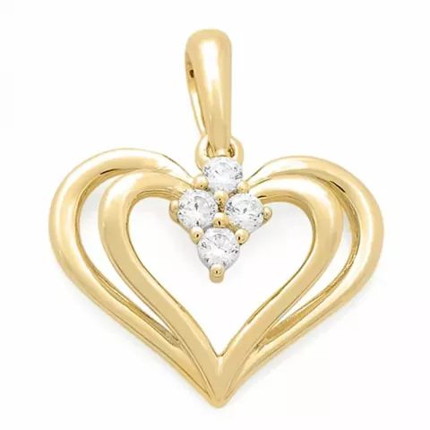 hjerte diamantanheng i 14 karat gull 0,12 ct
