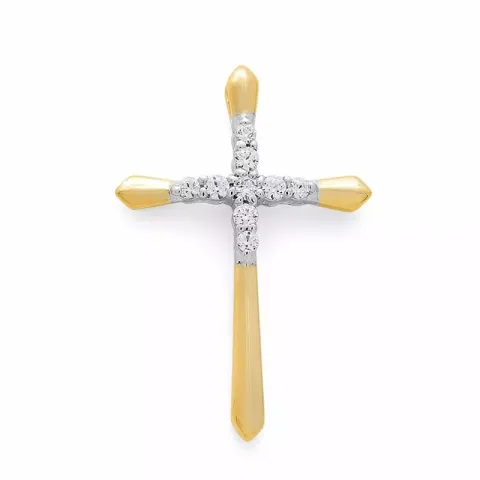 kors diamantanheng i 14 karat gull og hvitt gull 0,15 ct