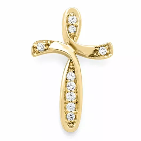 kors diamantanheng i 14 karat gull 0,10 ct