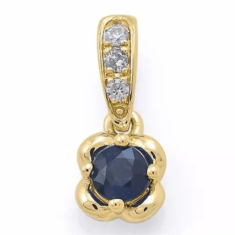 safir diamantanheng i 14 karat gull 0,03 ct 0,23 ct