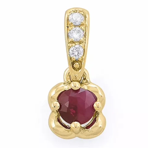 blomst rubin diamantanheng i 14 karat gull 0,03 ct 0,23 ct