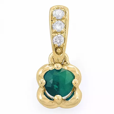 smaragd diamantanheng i 14 karat gull 0,03 ct 0,20 ct