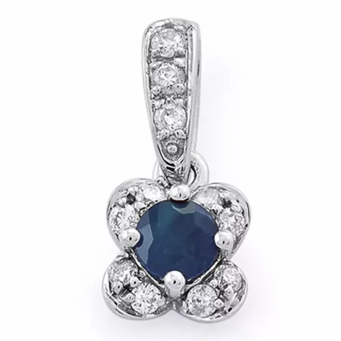 safir diamantanheng i 14 karat hvitt gull 0,11 ct 0,23 ct