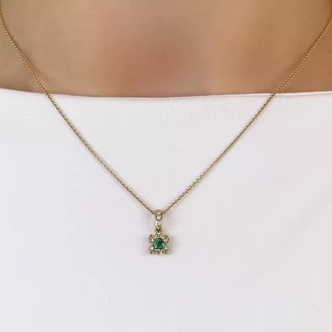 smaragd diamantanheng i 14 karat gull 0,11 ct 0,20 ct